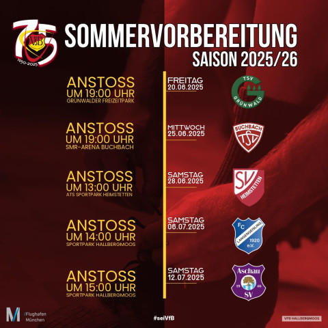 Sommervorbereitung  der Ersten : Anstoßzeiten