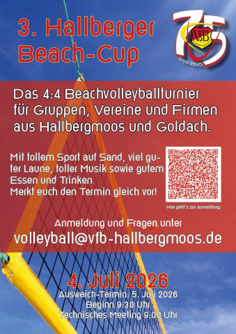 Termin vormerken:4. Juli  Hallberger Beach-CUP