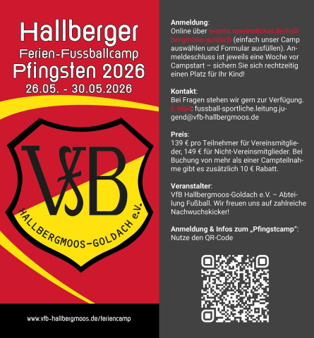 Nicht verpassen, Pfingst-und Sommercamp  beim VfB Hallbergmoos
